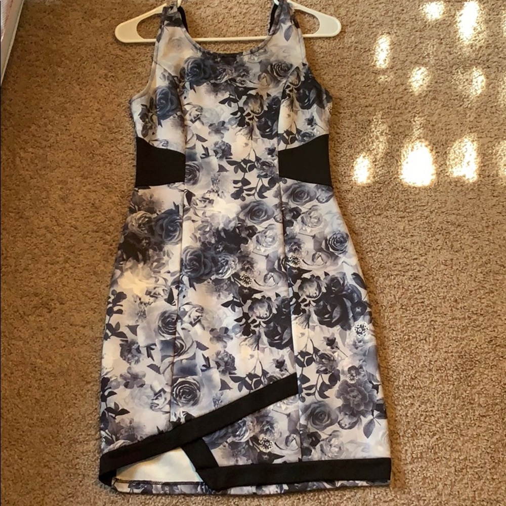 Gray and black dress with roses